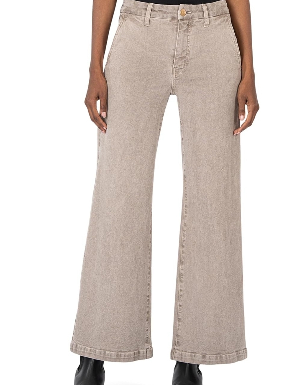 Kut from the Kloth Beige Kahki Coffee Cream Meg Fab Ab Wide Leg Jeans 6